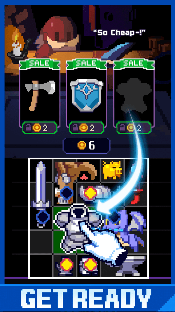 Overgeared Hero: Merge RPG shop and backpack placement gameplay screenshot